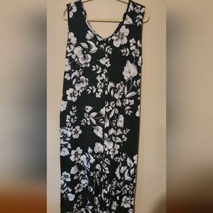 Acting Pro Floral Black & White Jumpsuit With Pockets Size 2X Great Swim Cover